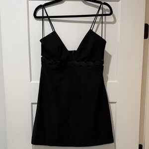 Zara spaghetti strap black tank dress with cutouts